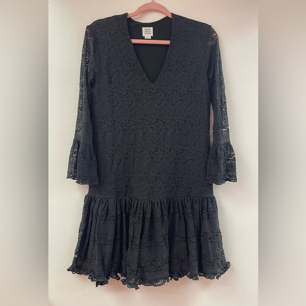 Some Days Lovin black lace 3/4 sleeve dress S